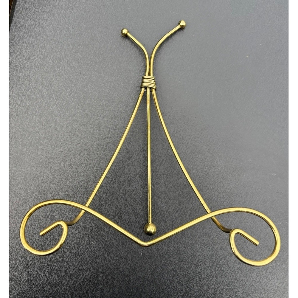 Gold Color Scroll Display Stand Easel 9 Inch Tall Metal Art Picture Plate